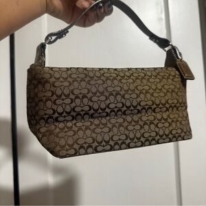 Mini Coach Tan and Brown Signature Shoulder Bag
